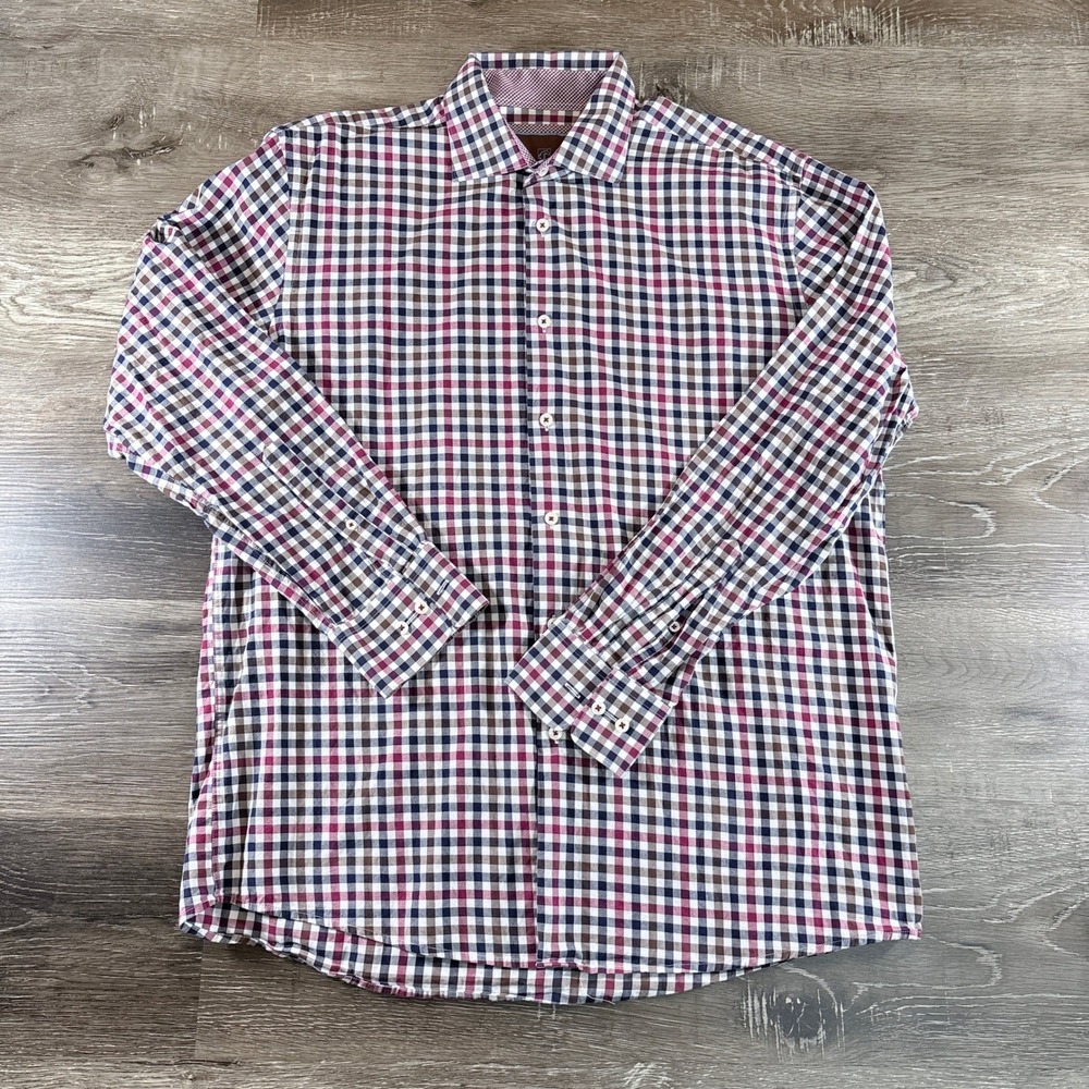 Tattersall London‎ Men's Plaid Button Down Dress Shirt Size 17 34/35 *READ*